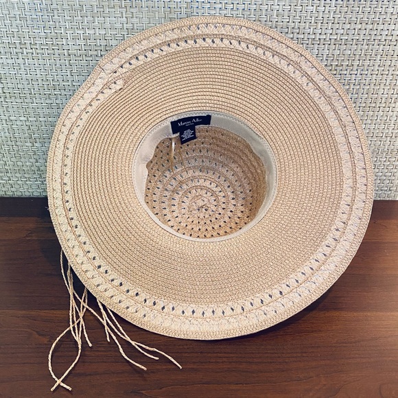 🌟2xHP🌟NWOT Tan Wide Brim Paper Straw Hat with Paper Raffia Trim Marcus Adler - Picture 8 of 11